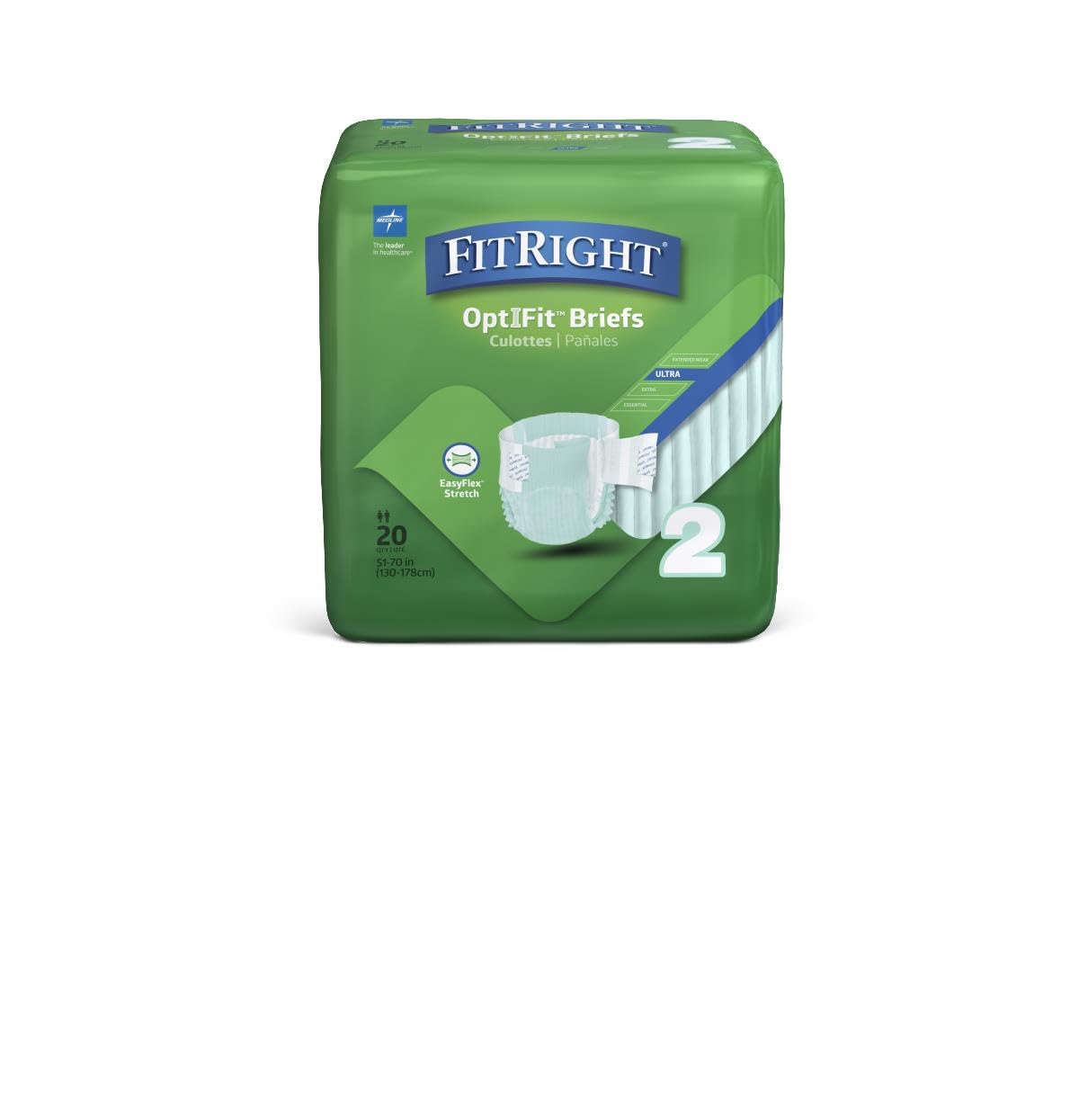 FitRight Stretch Ultra Adult Briefs - High Absorbency Incontinence Diapers with Tabs for Men & Women, Large/XL/2XL (51-70 Inch Waist), 20 Count (Pack of 4) - Ideal for Overnight Protection, Post-Surgery Care, and Active Lifestyles