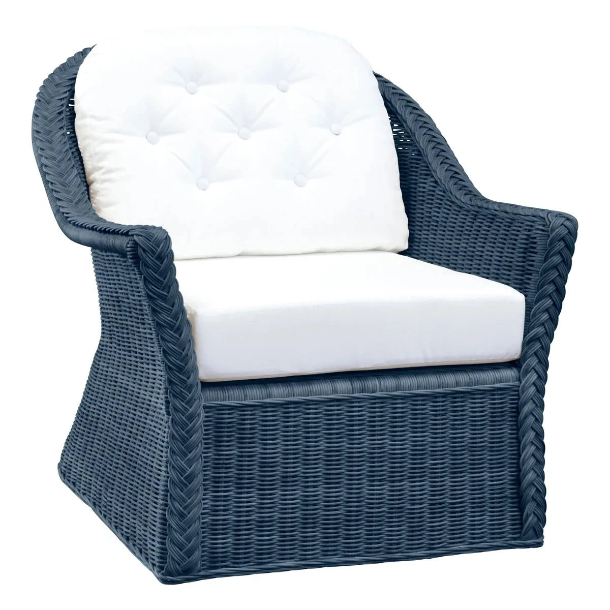 Braided Wicker Chatham Upholstered Lounge Chair - Comfortable Rattan Accent Chair for Living Room, Patio, or Bedroom - Perfect for Relaxing and Reading