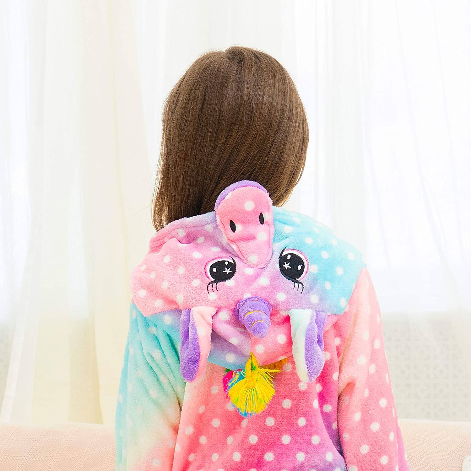 Soft & Cozy Unicorn Dots Bathrobe for Women & Girls - Plush Fleece Robe with Hood for Spa, Lounge & Relaxation at Home