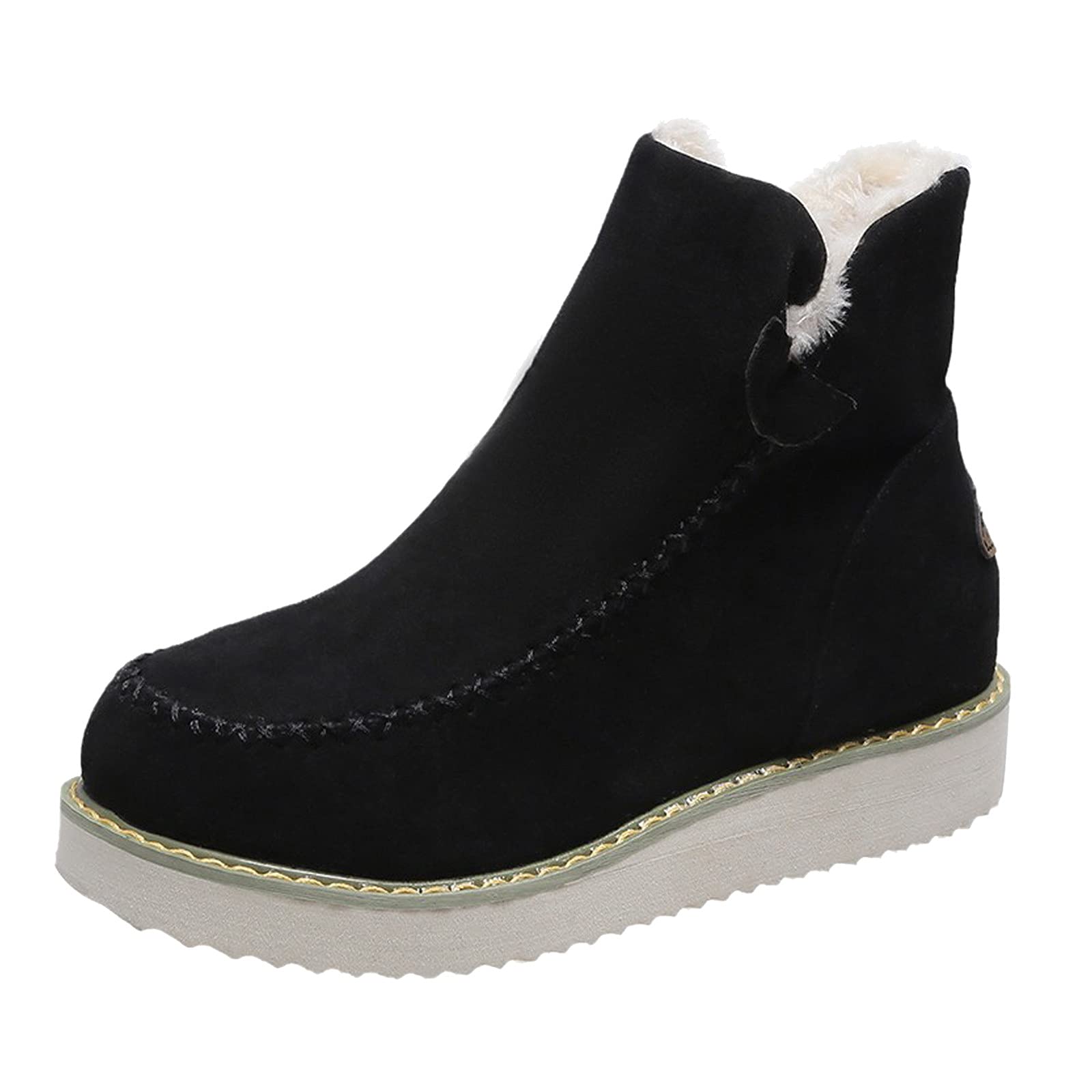 Women's Winter Snow Boots - Warm Fleece Lined Ankle Boots with Comfort Round Toe | Flatform Bootie Classic Suede Moccasin Shoes for Cold Weather & Outdoor Activities