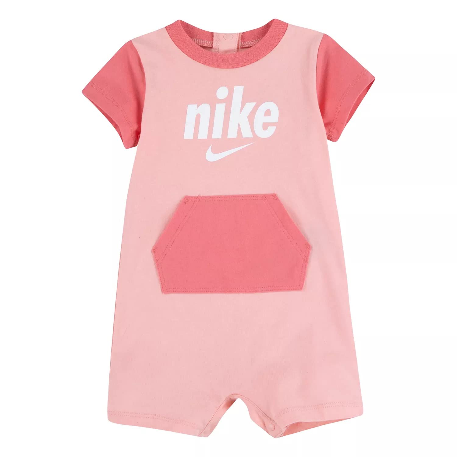 Nike Baby Boy Just Do It Romper - Pink (5MJ232-A6P/W) - 12 Months - Soft Cotton Onesie for Infant Boys - Perfect for Playtime, Daycare & Family Photos