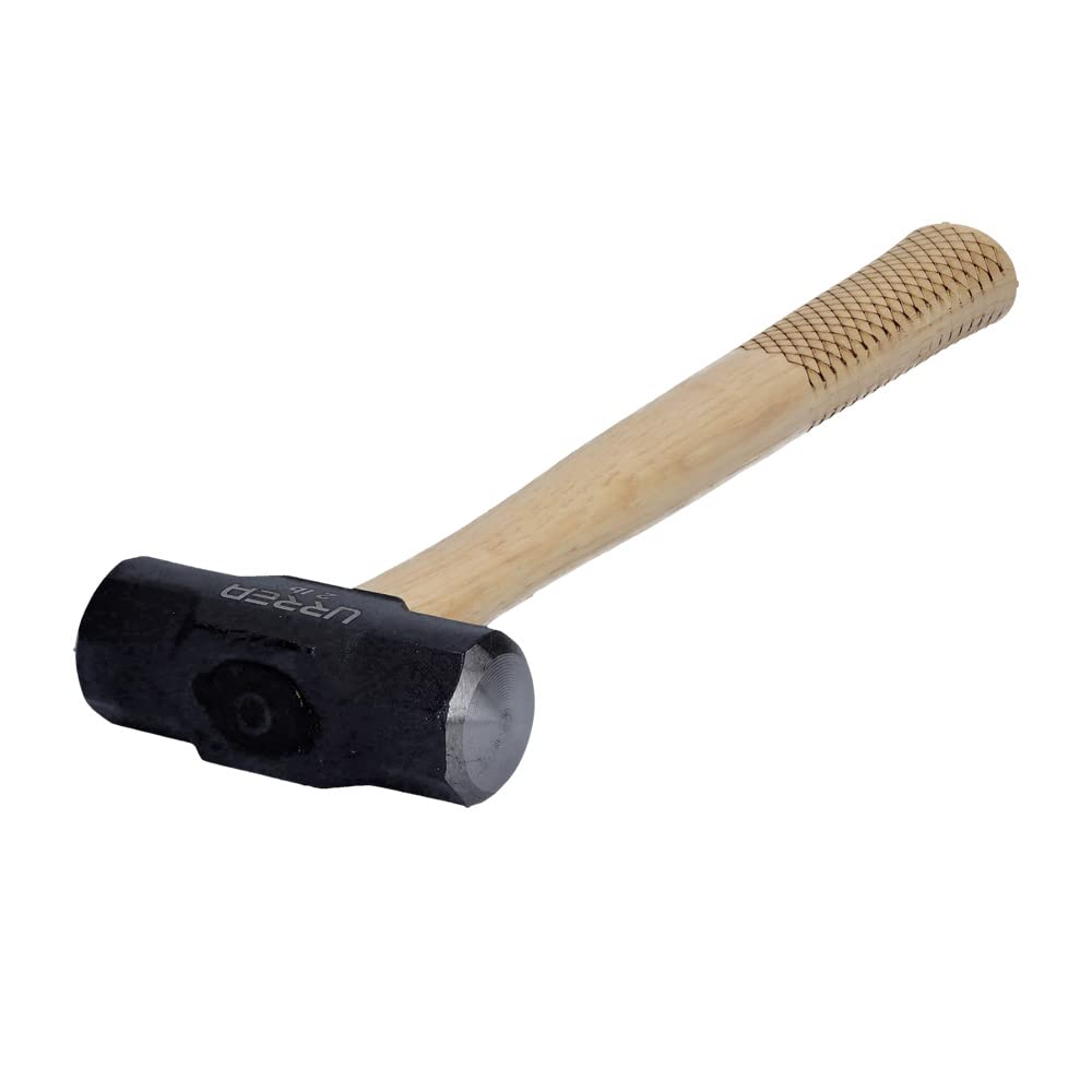 URREA 2-Pound Steel Head Sledge Hammer with Forged Striking Head & Hickory Wood Handle - Heavy Duty Drilling Hammer for Construction, Demolition, and Metalwork (Model 1433EG)