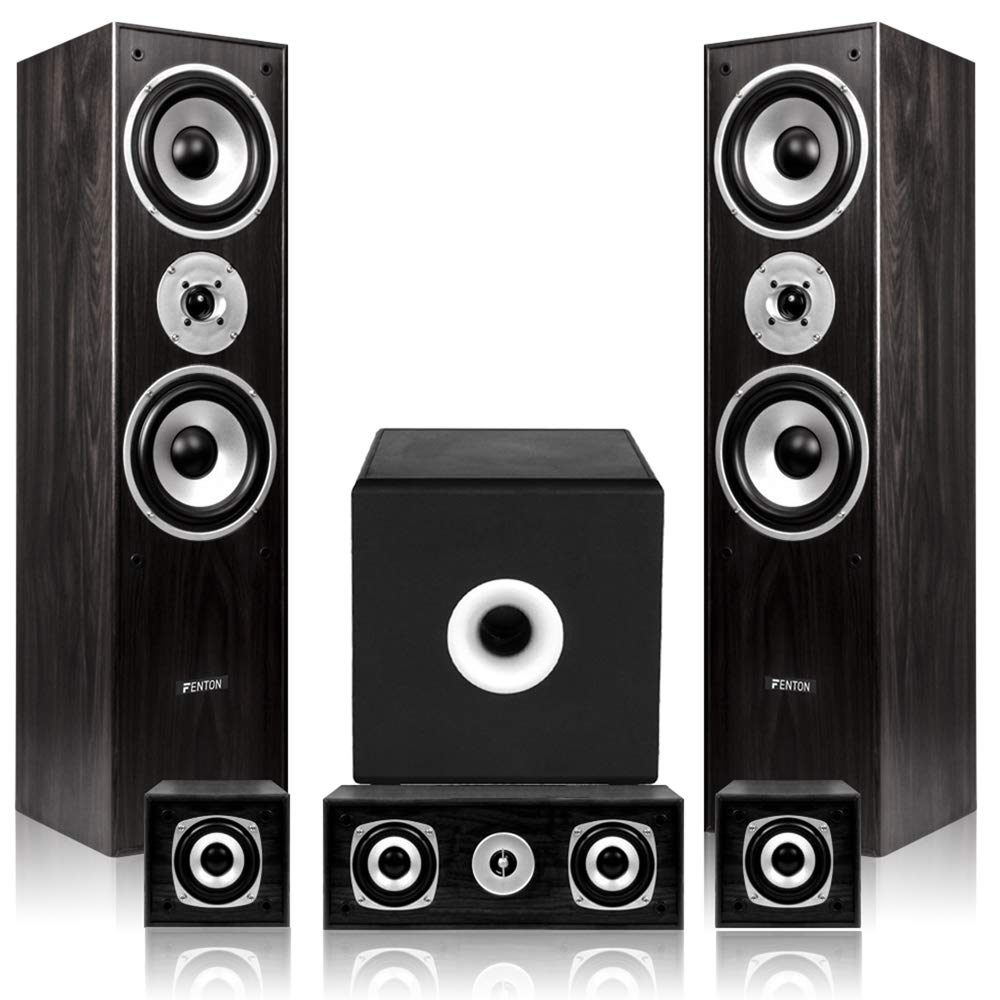 Fenton 5.1 Channel Black Home Theater Speaker System with Powerful Bass - Immersive Surround Sound for Movies, Music & Gaming | Easy Setup Hi-Fi Audio System | Perfect for Living Room, Home Cinema & Gaming Setup