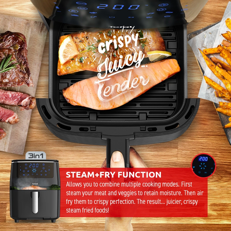 Tefal FW2018 XXL 3-in-1 Air Fryer with Grill & Steam Functions - Healthy Oil-Free Cooking for Family Meals, Parties & Quick Weeknight Dinners