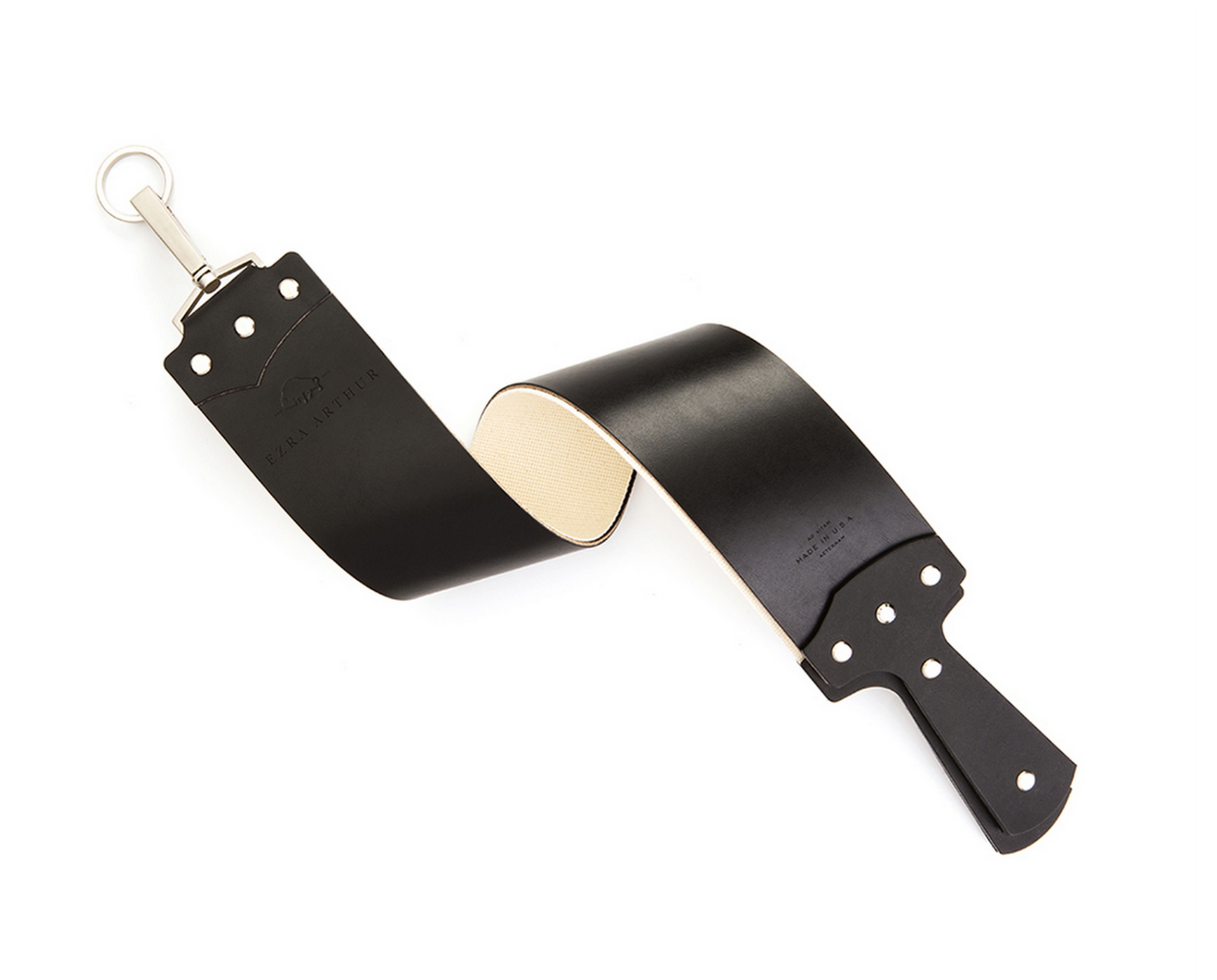 Ezra Arthur 3 Inch Black Horsehide Razor Strop - Premium Leather Shaving Accessory for Straight Razor Maintenance & Barber Use