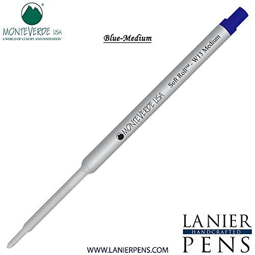 Monteverde Soft Roll Ballpoint Ink Refill W13 - Compatible with Waterman Style Pens - Blue Medium Tip 0.7mm - Office & School Writing Supplies - Perfect for Business Meetings, Note Taking & Daily Use