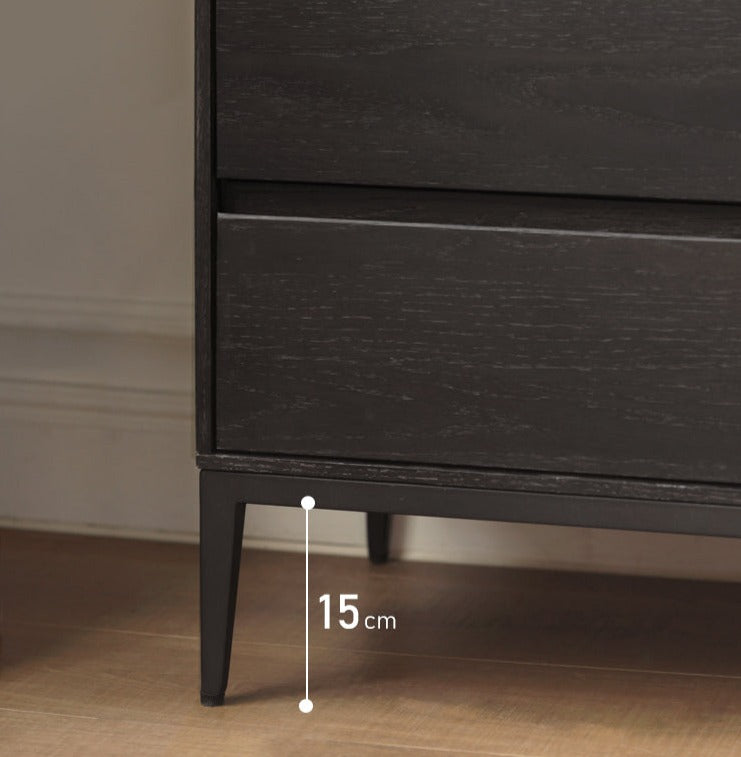 Solid Oak Wood Nightstand in Smoke Finish - Modern Bedside Table for Bedroom, Living Room, or Office