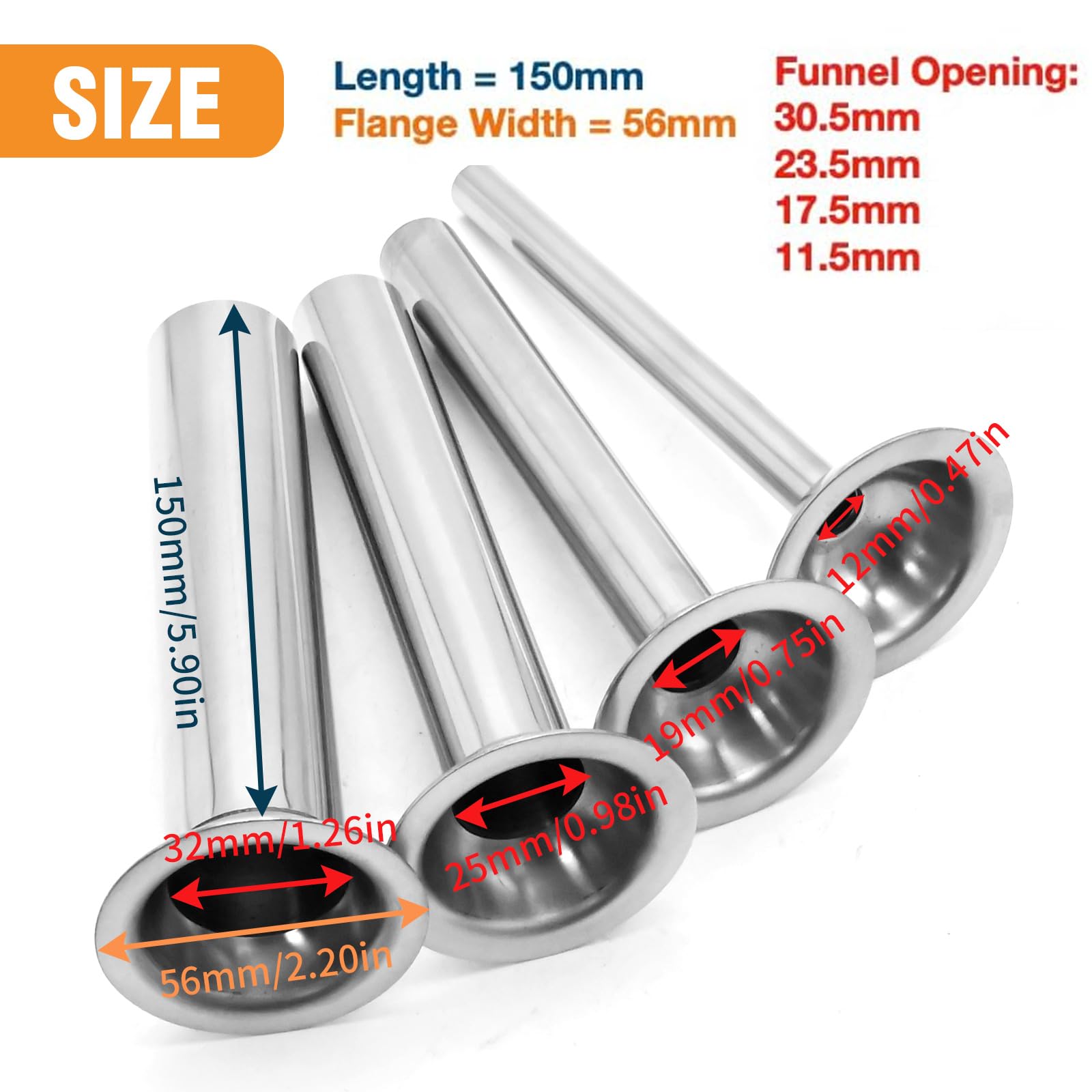 4Pcs Stainless Steel Sausage Stuffing Tubes & Nozzles for #5 Meat Grinder - Perfect for Homemade Sausage Making, Meat Processing, and Kitchen Food Prep