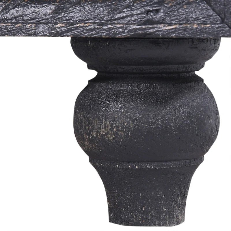Distressed Black Carved Wooden Sideboard Buffet Table - Rustic Farmhouse Dining Room Storage & Serving Furniture for Home Decor
