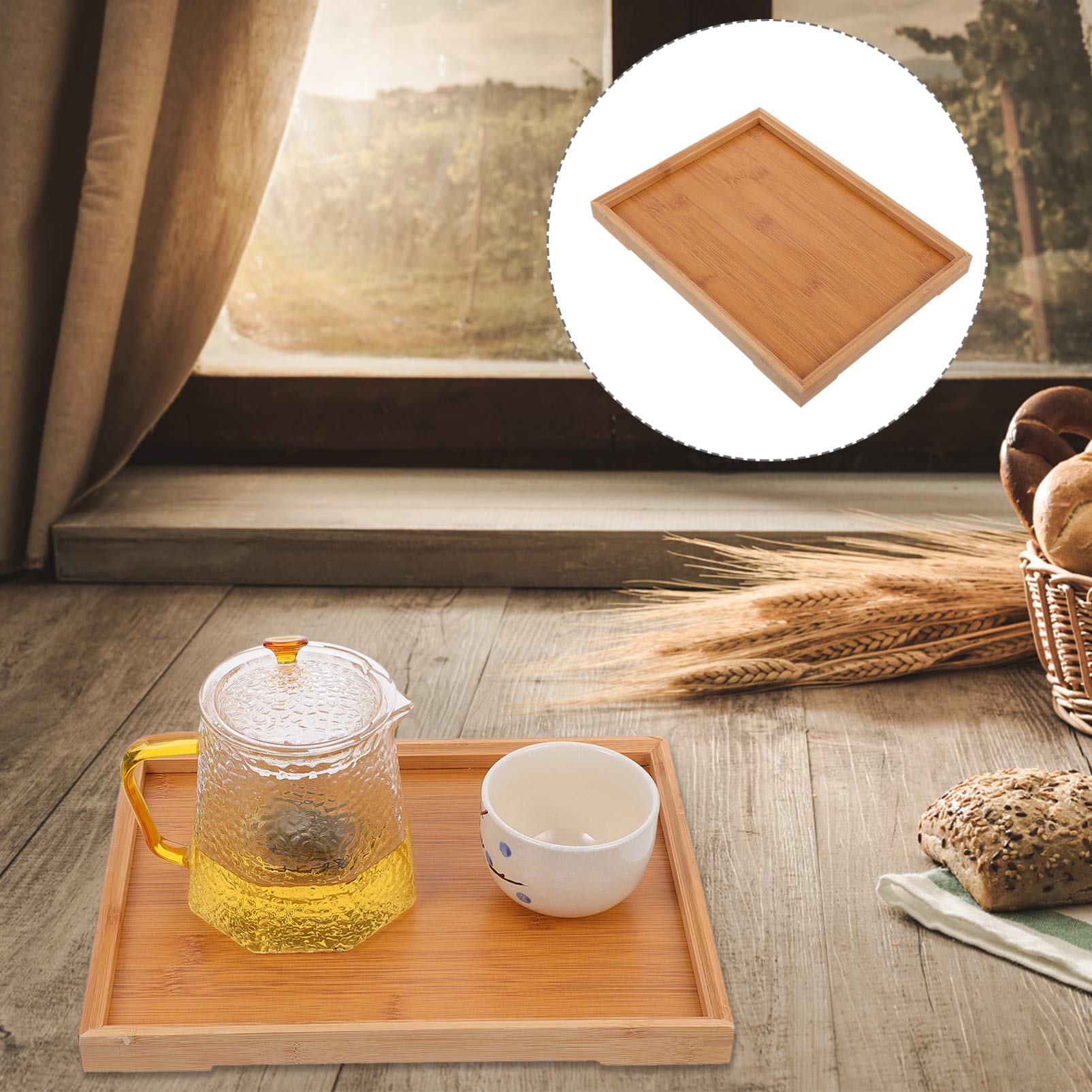 **Cabilock Bamboo Serving Tray - 1pc Natural Bamboo Platter for Food, Tea, Snacks | Eco-Friendly Home & Kitchen Serving Dish for Parties, Dining, Entertaining**