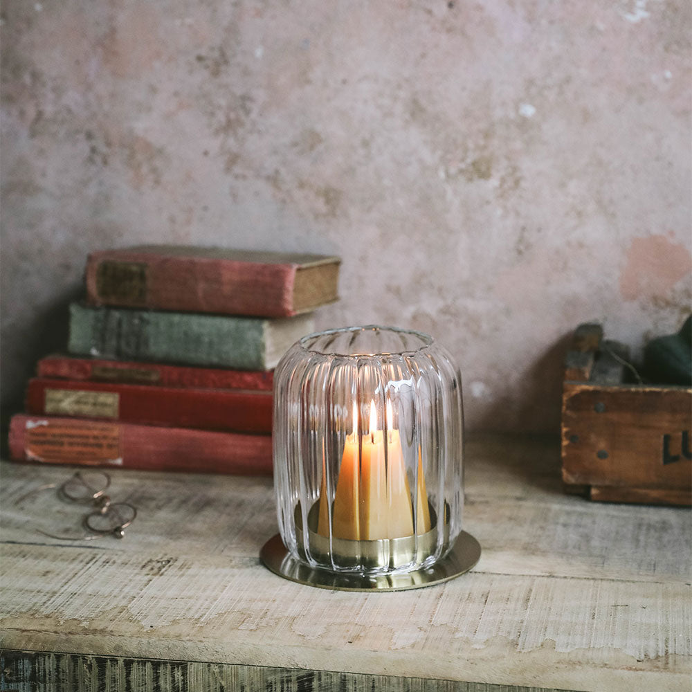 Large Fluted Glass Lantern - Elegant Outdoor & Indoor Decorative Lighting for Patio, Garden, Wedding, and Home Decor