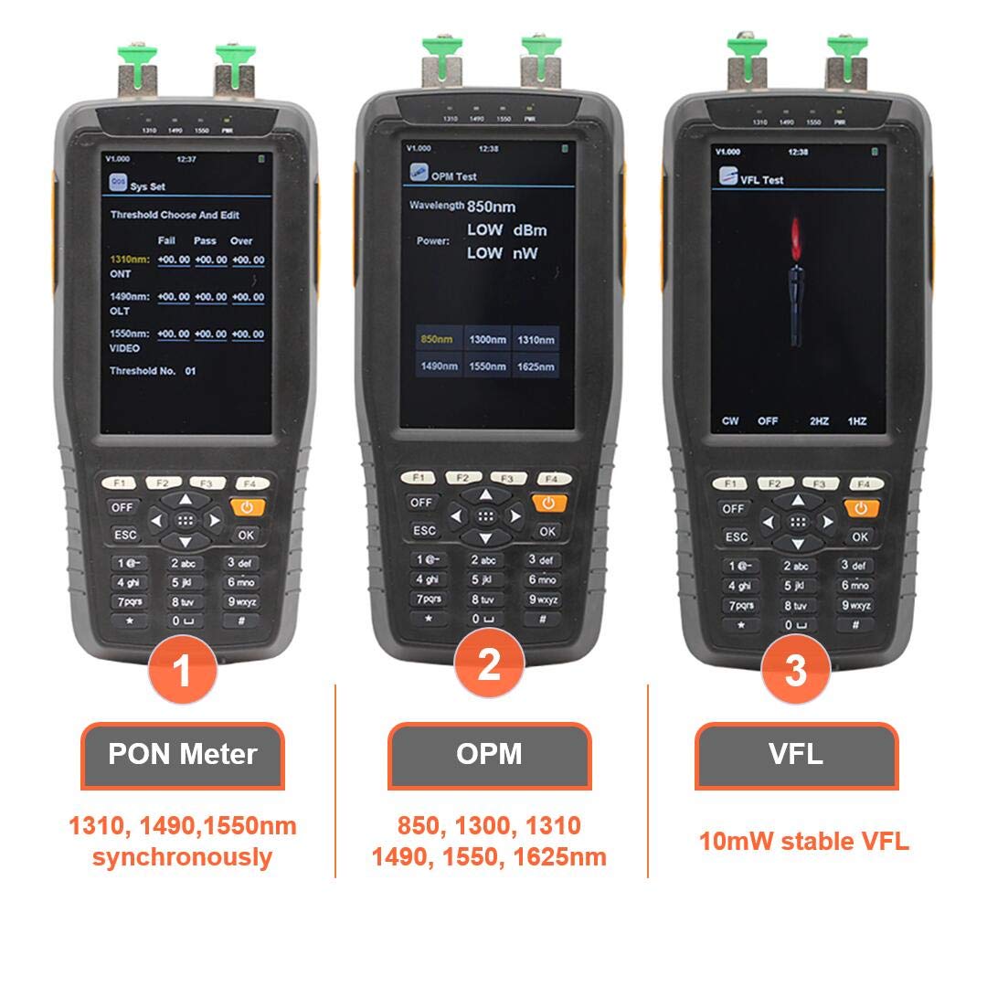 TM70B PON Power Meter with Visual Fault Locator - 3-in-1 Fiber Optic Tester for PON Network Installation & Maintenance | Perfect for FTTH, GPON, and EPON Testing in Telecom Engineering