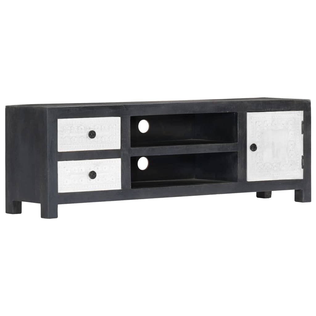 Modern Solid Mango Wood TV Stand with Storage - 47.2