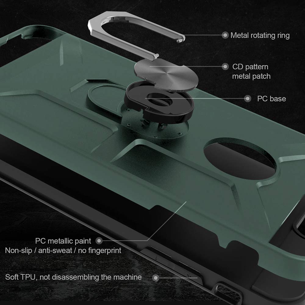 Premium Shockproof iPhone 7 Plus/8 Plus Case - Heavy Duty Silicone Protective Cover with Ring Stand, Anti-Slip Grip, Drop Protection - Dark Green - Perfect for Work, Travel & Outdoor Activities