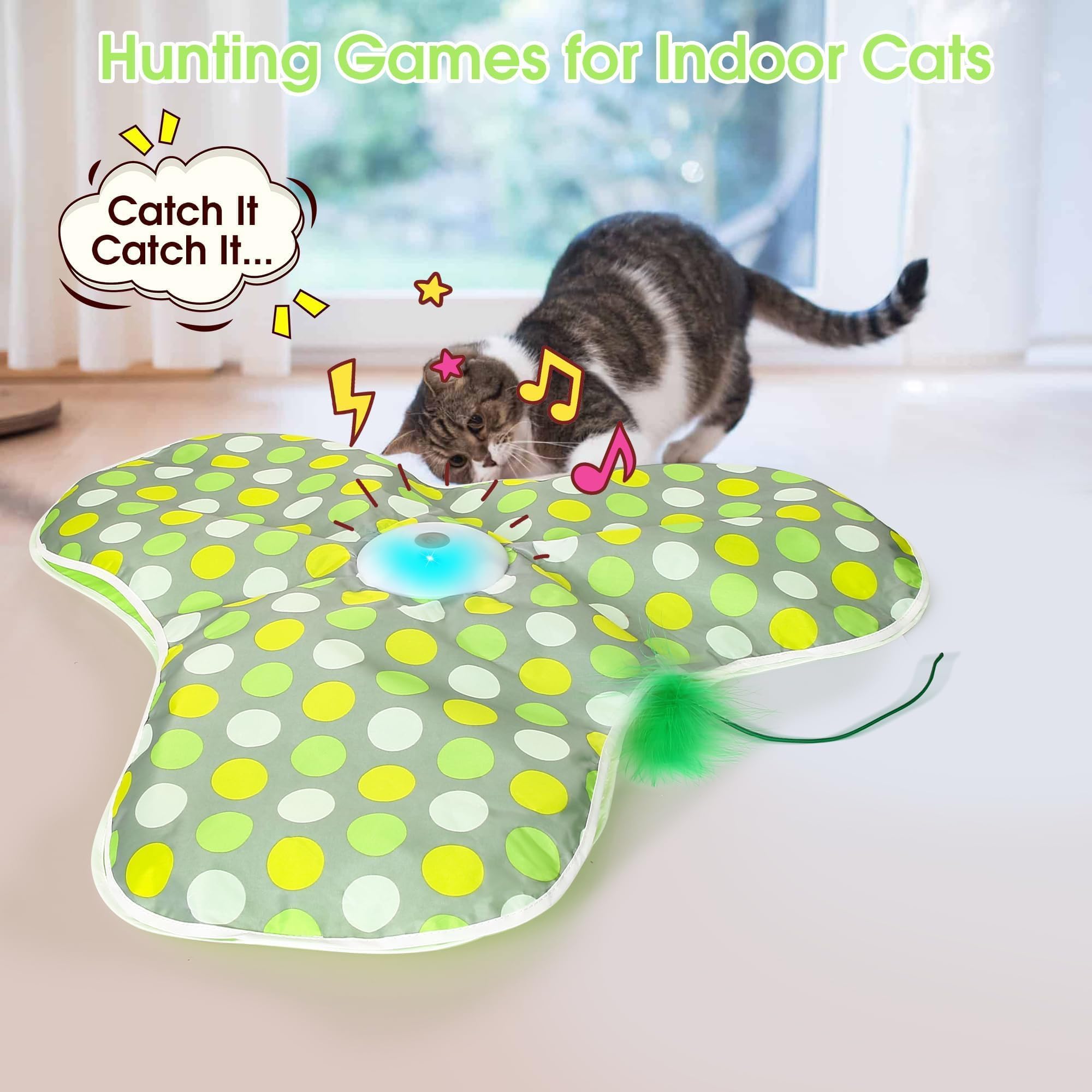 Interactive Cat Toys with Chirping & Motion Activation - Automatic Hunting Game for Indoor Kittens & Adult Cats - Fun Hide and Seek Play to Relieve Boredom - Perfect for Playtime, Exercise, and Mental Stimulation