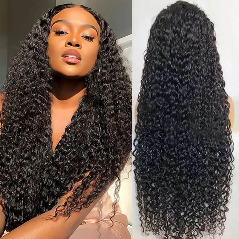 Eullair Glueless Curly Human Hair Wig 6x4 5x5 Lace Closure Wig - Pre Cut Lace, Pre Plucked Hairline, Beginner Friendly, 30s Quick Install - Perfect for Daily Wear, Parties & Cosplay