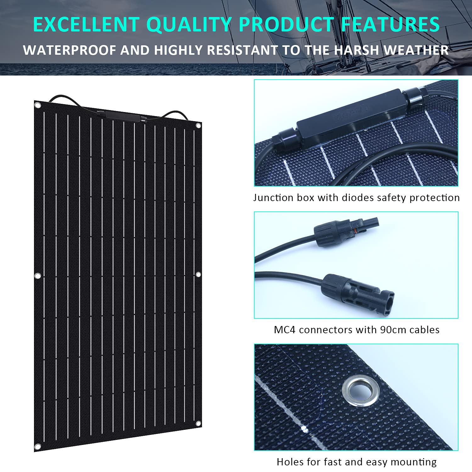 100W ETFE Flexible Monocrystalline Solar Panel Kit with 20A PWM LCD Charge Controller - Off-Grid Power for RV, Boat, Cabin, Van & Car - Perfect for Uneven Surfaces & Mobile Applications