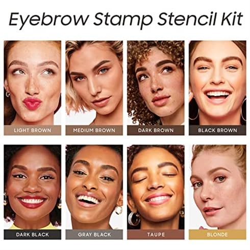 Eyebrow Stamp & Stencil Kit for Beginners - 24 Reusable Washable Eyebrow Shaping Templates with Smudge-Proof Stamp - Light Brown | Perfect for Daily Makeup, Salon Use & Travel Beauty Essentials
