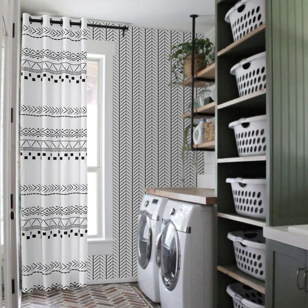 Cute Blackout Curtains for Girls Bedroom - 84 Inch Hygge Aesthetic Semi Blackout Window Drapes, Scandinavian Modern Black & White Decor for Living Room & Teen Room - Perfect for Cozy & Stylish Home Decor