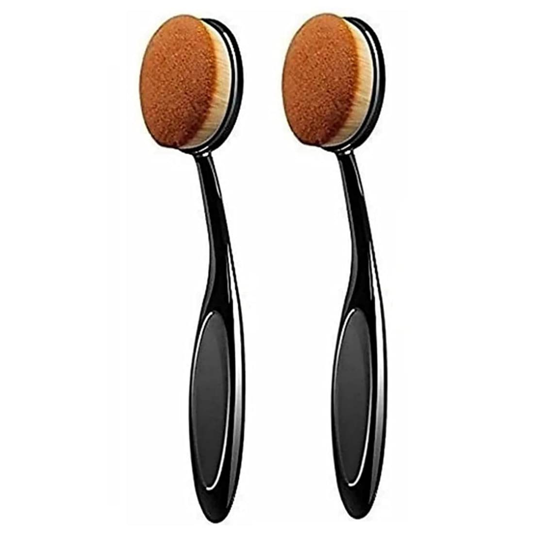 Adbeni Professional Oval Foundation Brush Set - 2 Pack, Black (OVL-BRSH) | Perfect for Liquid & Cream Makeup Application | Salon Quality Makeup Tools for Flawless Blending