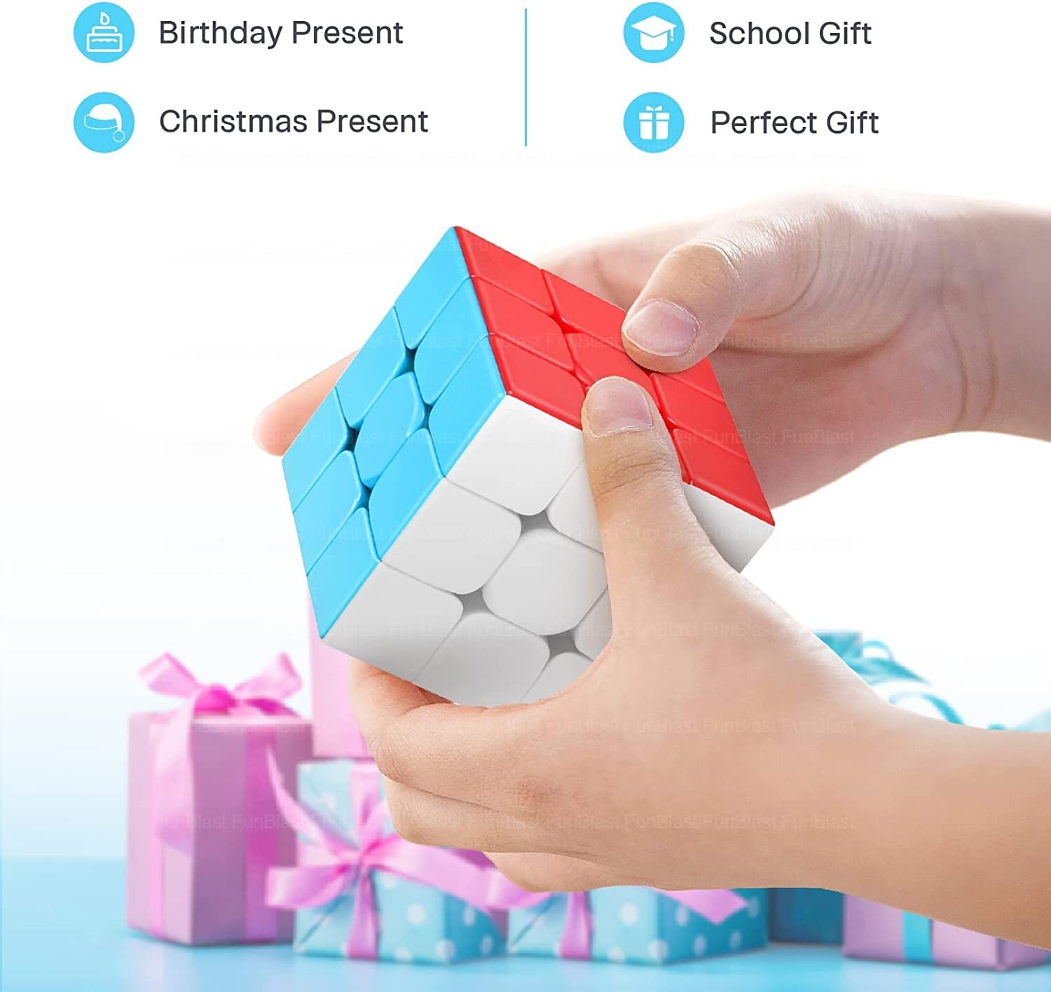 FunBlast 3x3 Speed Cube - Smooth Stickerless Magic Cube for Kids & Adults | High-Speed Puzzle Game for Competitions & Brain Training | Perfect STEM Toy Gift for Birthday & Christmas