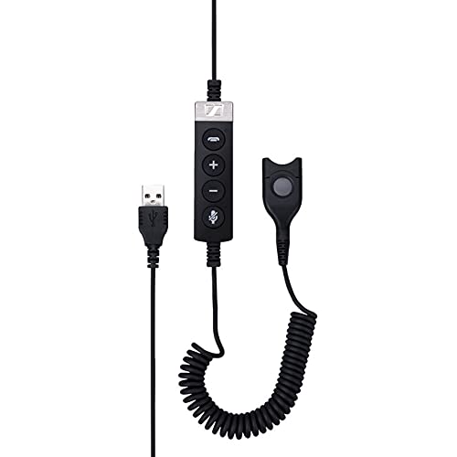 EPOS USB to ED Adapter with Call Control - USB-ED CC 01 MS - Easy Disconnect Audio & Data Transfer Cable for Headsets & Audio Devices (USB Type A Male) - Perfect for Office Calls, Remote Work & Professional Audio Setups