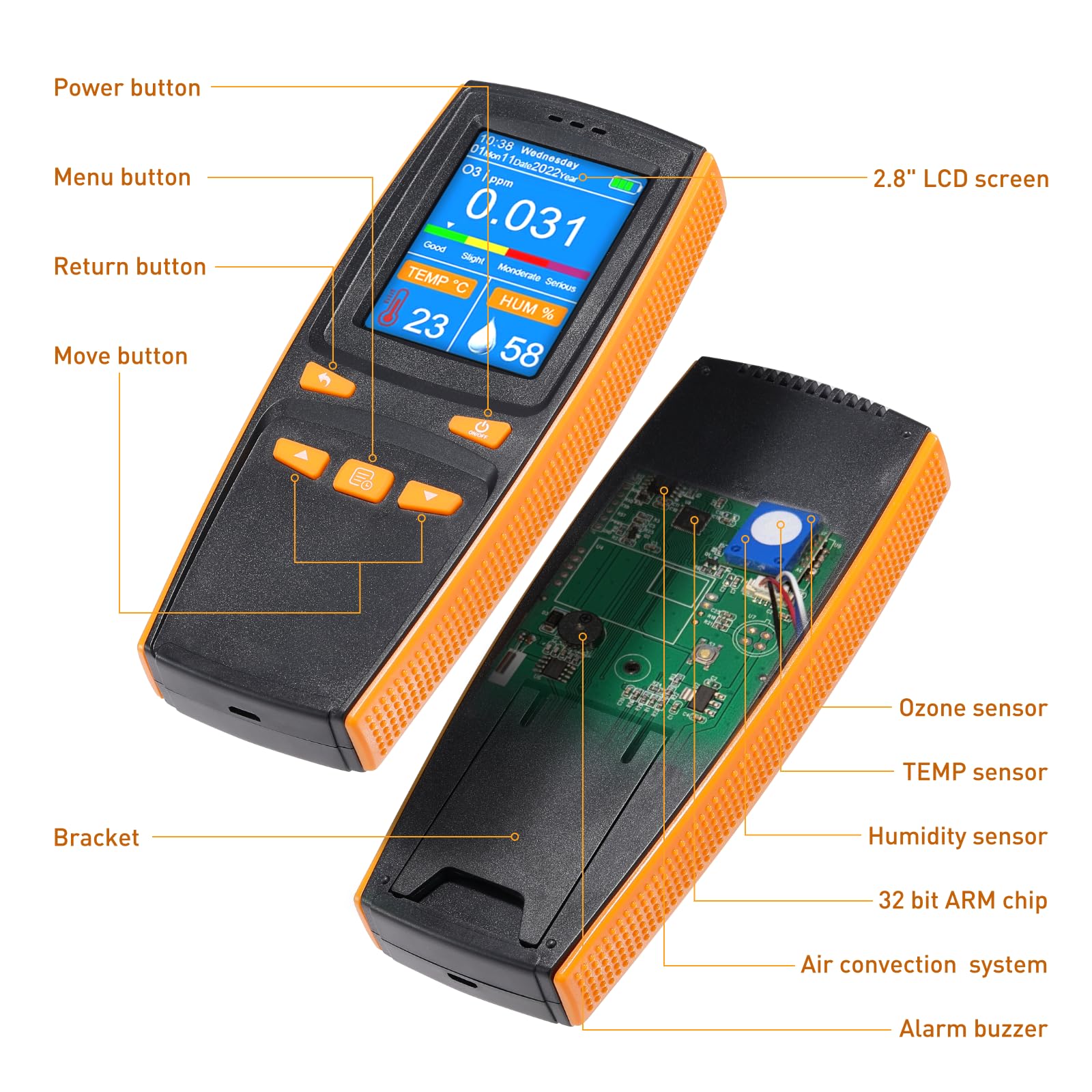 Ozone Detector & O3 Air Quality Monitor - Portable Gas Tester Meter for Home, Indoor Air Pollution Detection - Perfect for Kitchen, Bedroom, Office and Baby Room Safety Monitoring