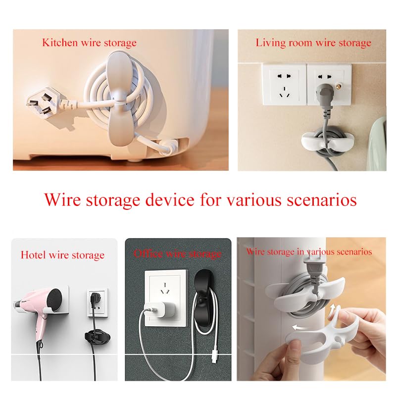 5-Pack Stick-On Cord Organizer for Kitchen Appliances - Cable Wrappers for Mixer, Coffee Maker, Air Fryer, Pressure Cooker - Keep Countertops Tidy & Safe (White) - Perfect for Small Kitchens & Organized Homes