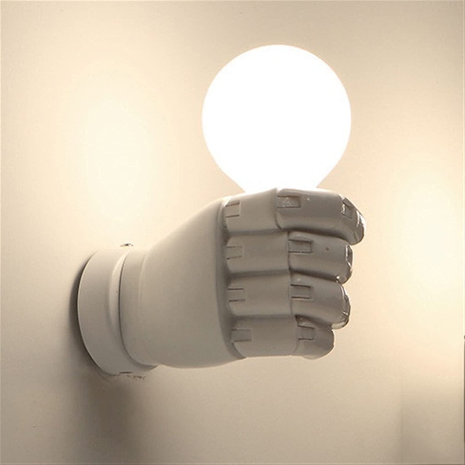 Antique Resin Fist Wall Lamp - Left/Right Hand LOFT Retro Sconce Light for Restaurant, Bar & Corridor - Black/White Vintage Wall Mount Lighting with E27 Socket - Perfect for Industrial Decor & Man Cave