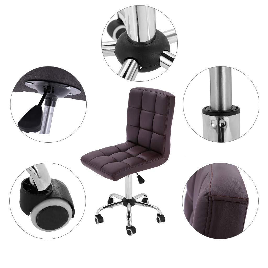 Adjustable Black PU Leather Armless Mid Back Swivel Office Chair - Ergonomic Computer Desk Chair for Home & Office Workspace, Gaming, Study, and Conference Rooms