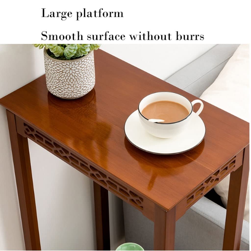 Industrial Rectangular Two-Tier Side Table with Storage Shelf - High-Grade Bamboo Snack Table & Nightstand (11.8