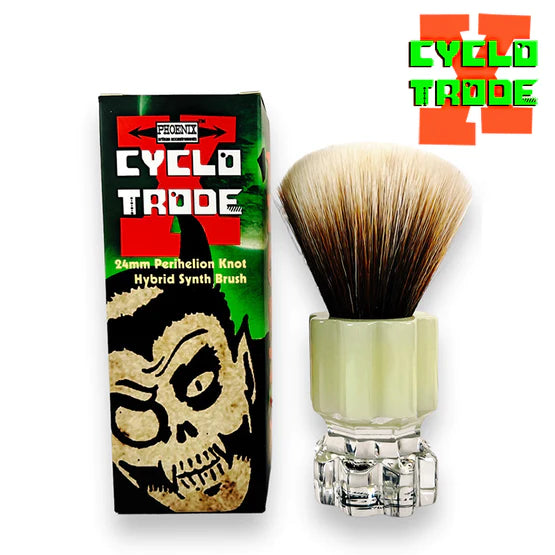 Phoenix Shaving Cyclotrode X 24mm Perihelion Hybrid Synthetic Shaving Brush - Glow in The Dark Retro Design for Smooth & Comfortable Shaving - Perfect for Wet Shaving & Beard Grooming at Home or Travel