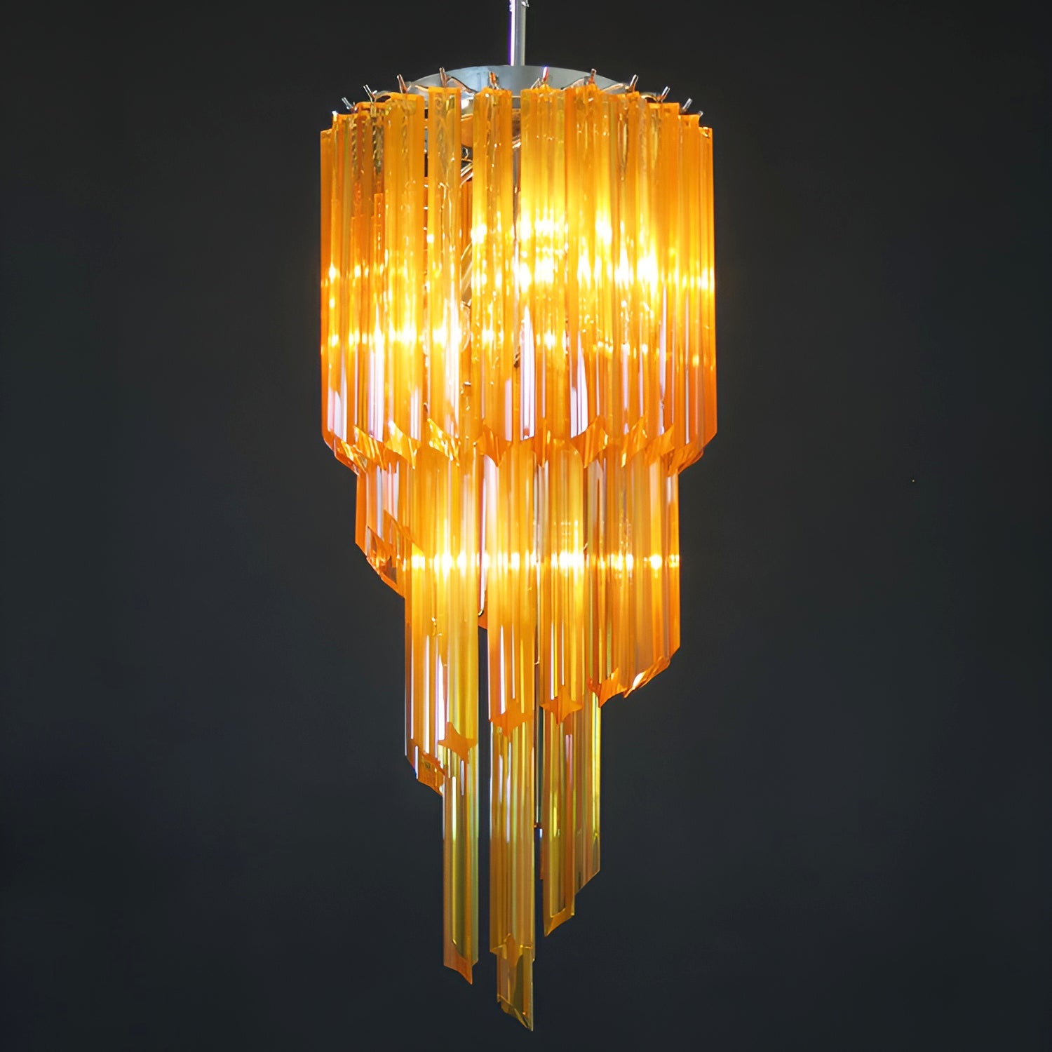 Murano Spiral Prism Glass Chandelier - Handcrafted Italian Crystal Ceiling Light Fixture for Dining Room, Living Room & Bedroom Decor