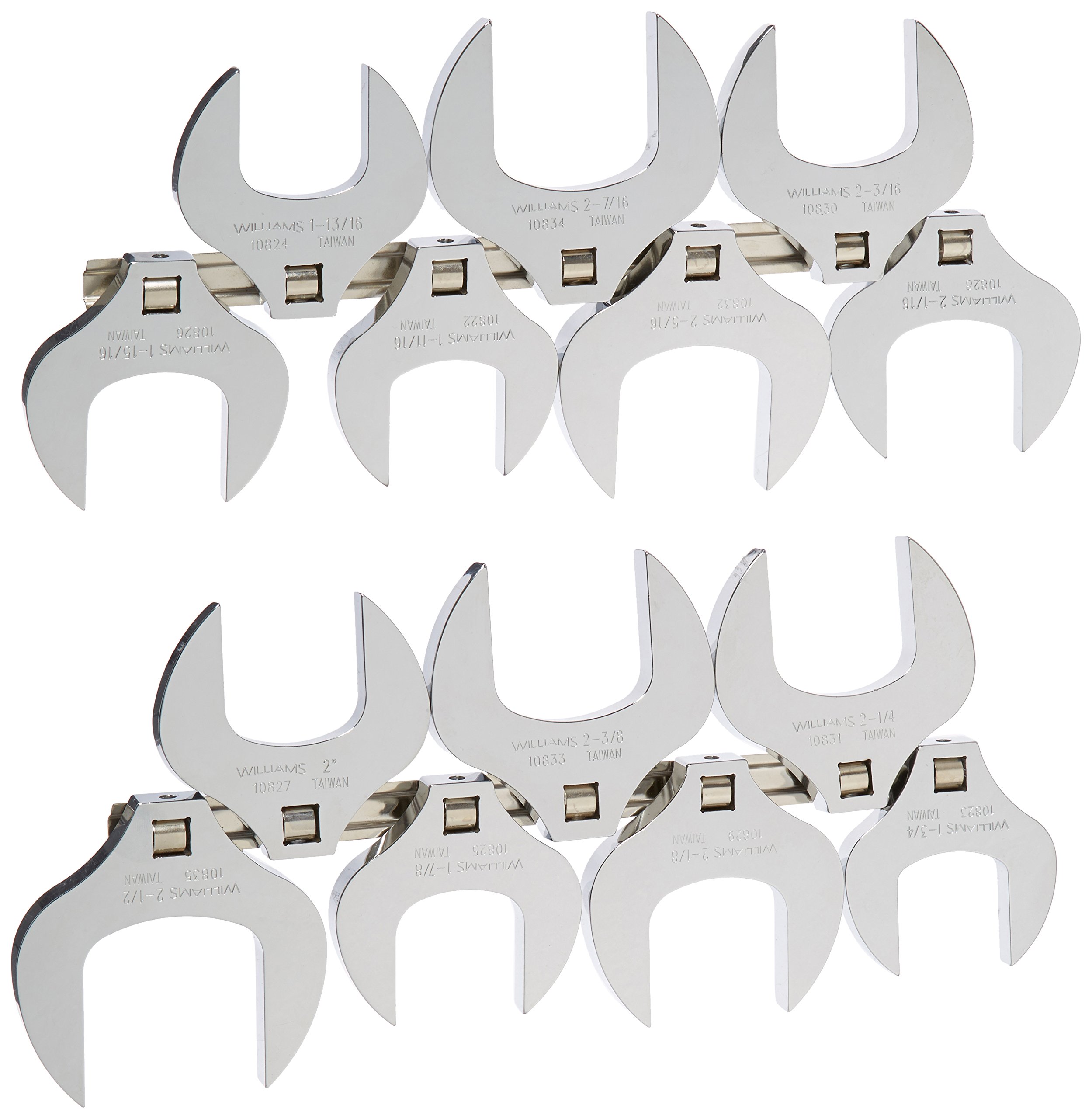 Williams 10841 1/2-Inch Drive Crowfoot Wrench Set (14-Piece, 1-11/16-Inch to 2-1/2-Inch) - Professional Automotive & Industrial Tool Kit for Tight Spaces and Hard-to-Reach Bolts