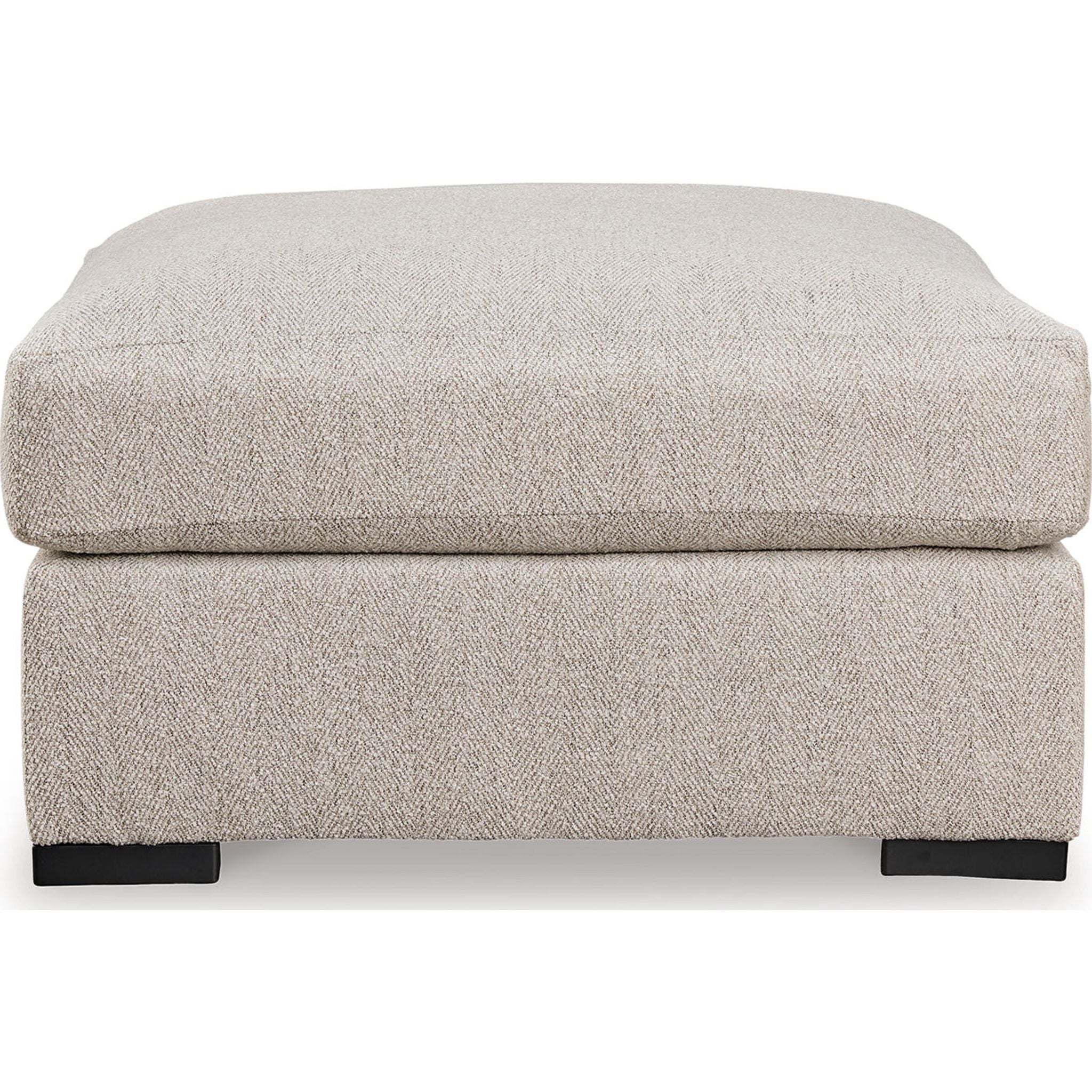 Ballyton Oversized Accent Ottoman - Large Round Pouf Footrest with Sturdy Wooden Legs, Soft Velvet Fabric, Sand Color - Perfect for Living Room, Bedroom & Nursery Decor