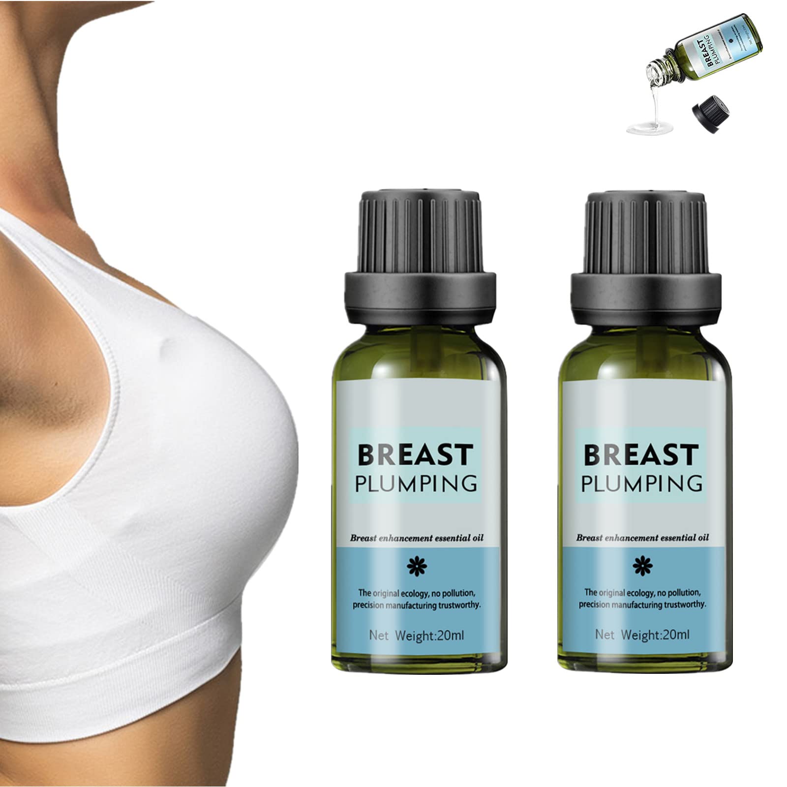 **Enboost Breast Enhancement Serum & Plumping Oil – Natural Korean Bust Firming Massage Oil for Bigger, Lifted Curves – 2PCS Set for Daily Use & Nighttime Skincare Routine**