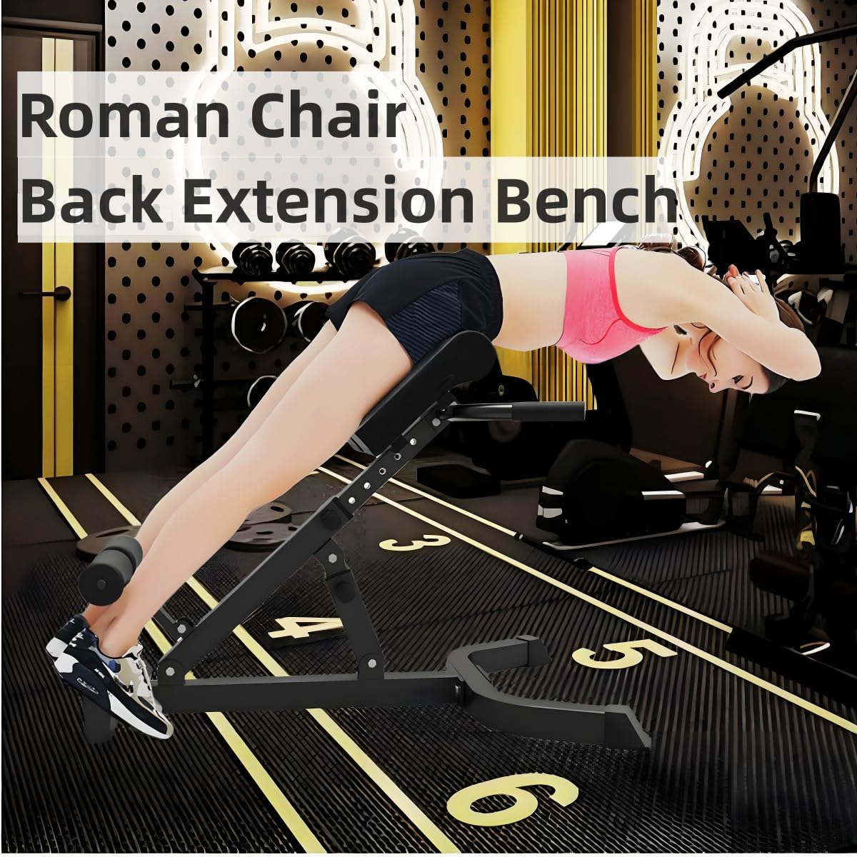 ComMax Foldable Roman Chair - Adjustable Back Extension Bench for Home Gym, Glute & Core Workout - Perfect for Strength Training & Fitness Exercises