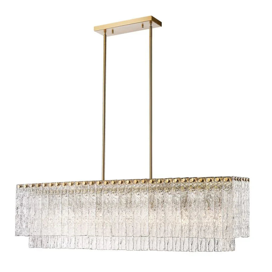 Aimee Linear Glass Chandelier - Modern Crystal Pendant Light Fixture for Dining Room, Kitchen Island & Living Room Decor