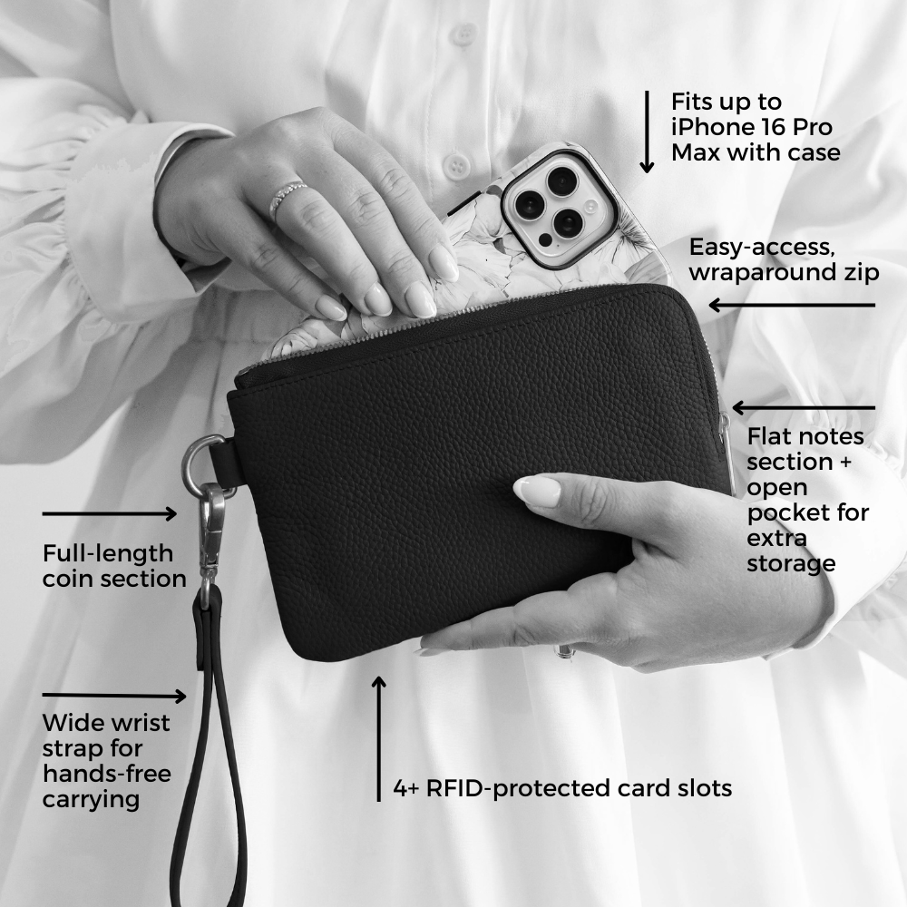 Premium Genuine Leather Phone Wallet Pouch - Slim RFID Blocking Card Holder for iPhone & Android - Perfect for Everyday Use, Travel, and Business
