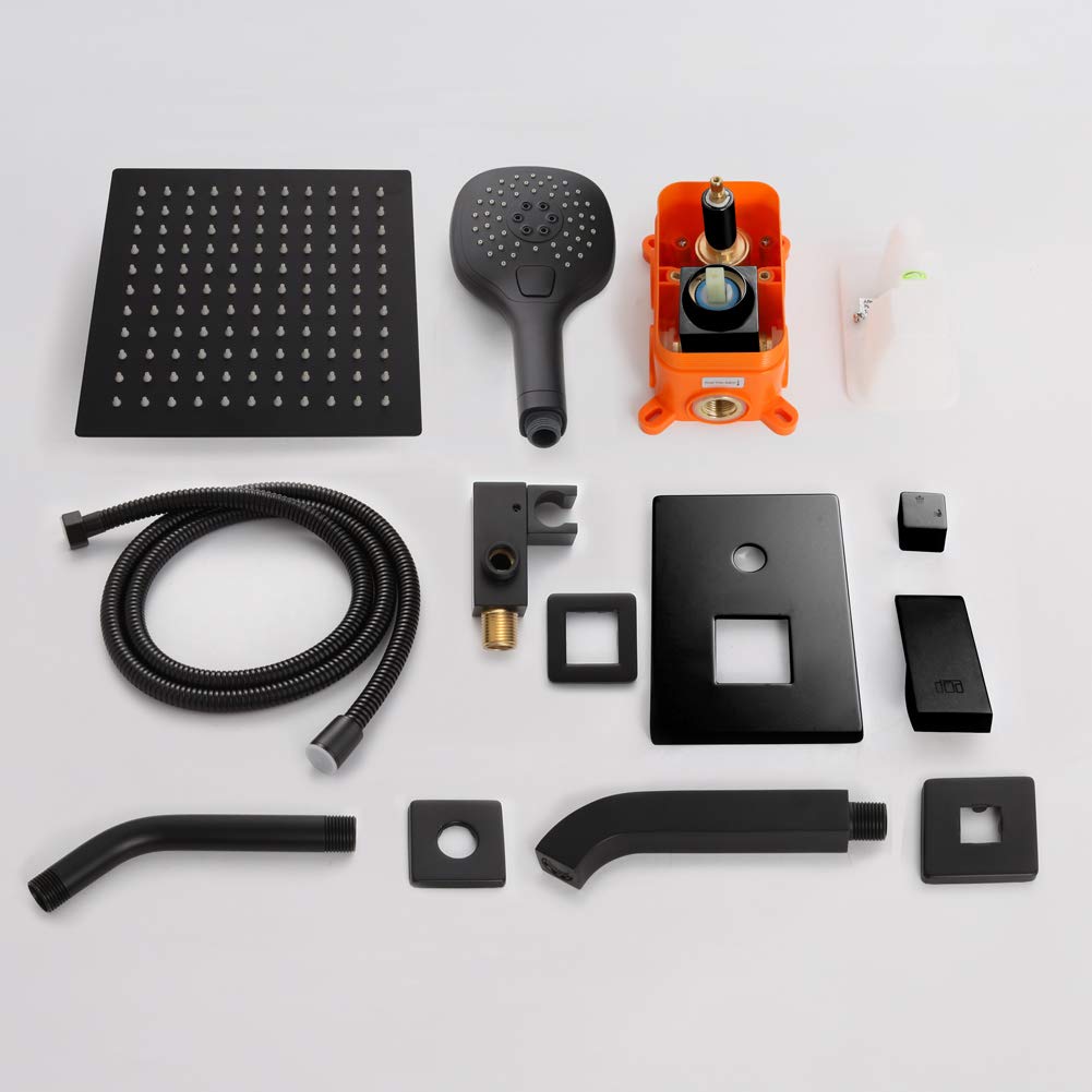 Premium Matte Black Shower Faucet Set with 8