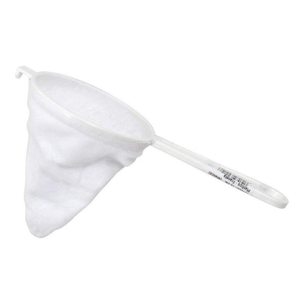 Premium White Plastic Flannel Strainer for Kitchen - 12 cm Fine Mesh Filter, Ideal for Straining Tea, Coffee, Fruits & Vegetables - Essential Cooking & Baking Tool