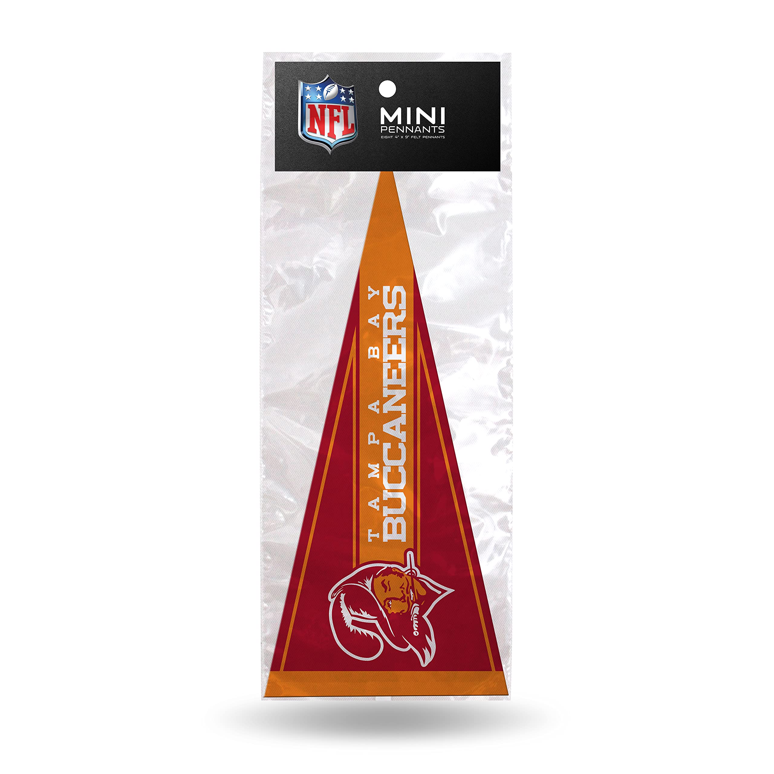 Tampa Bay Buccaneers NFL Mini Pennant Set - 8 Piece Retro 4x9 Inch Felt Team Pennants for Football Fans | Perfect for Game Room Decor, Sports Memorabilia Collection & Bucs Fan Gifts