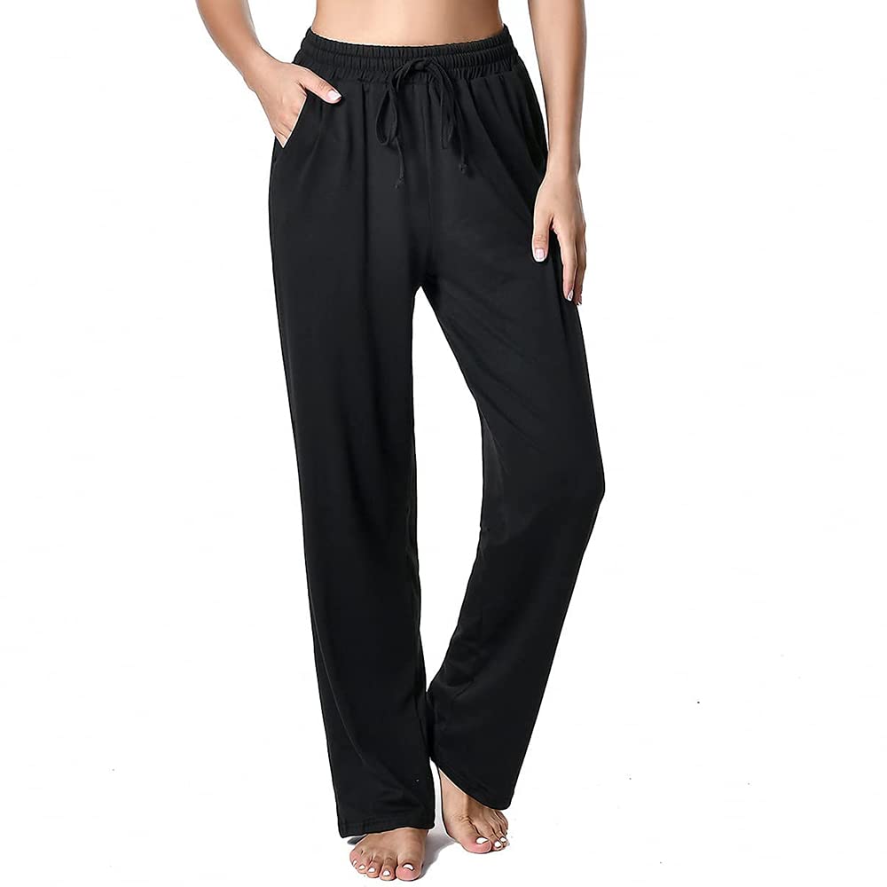 Women's Comfy Wide Leg Yoga Sweatpants with Drawstring & Pockets - Loose Lounge Pants for Yoga, Workout, Travel and Home Relaxation