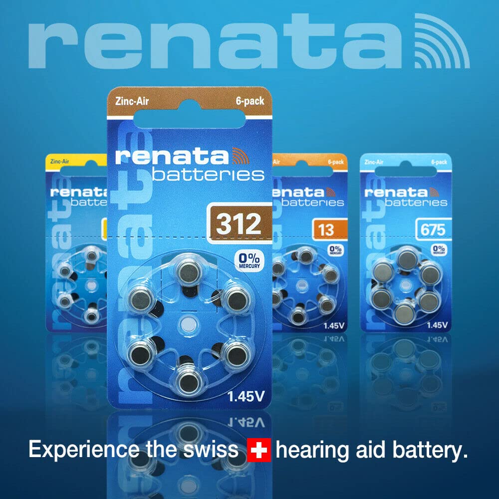 Renata 312 Zinc Air 1.45V Hearing Aid Batteries (300 Count) - Swiss-Designed Long-Lasting Power for Hearing Devices | Perfect for Daily Use, Travel & Emergency Backup