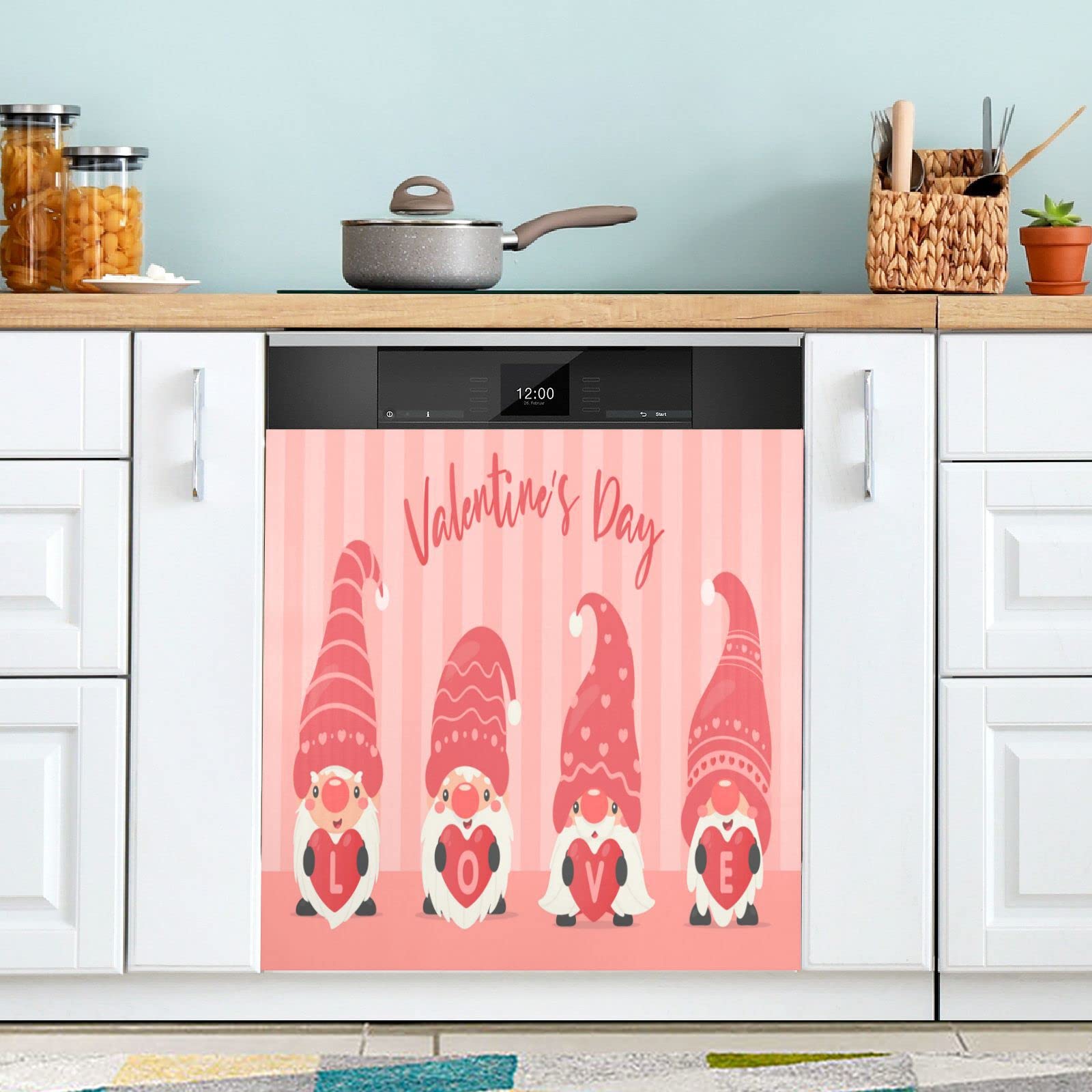 Valentine's Day Gnome Magnetic Dishwasher Cover - 23