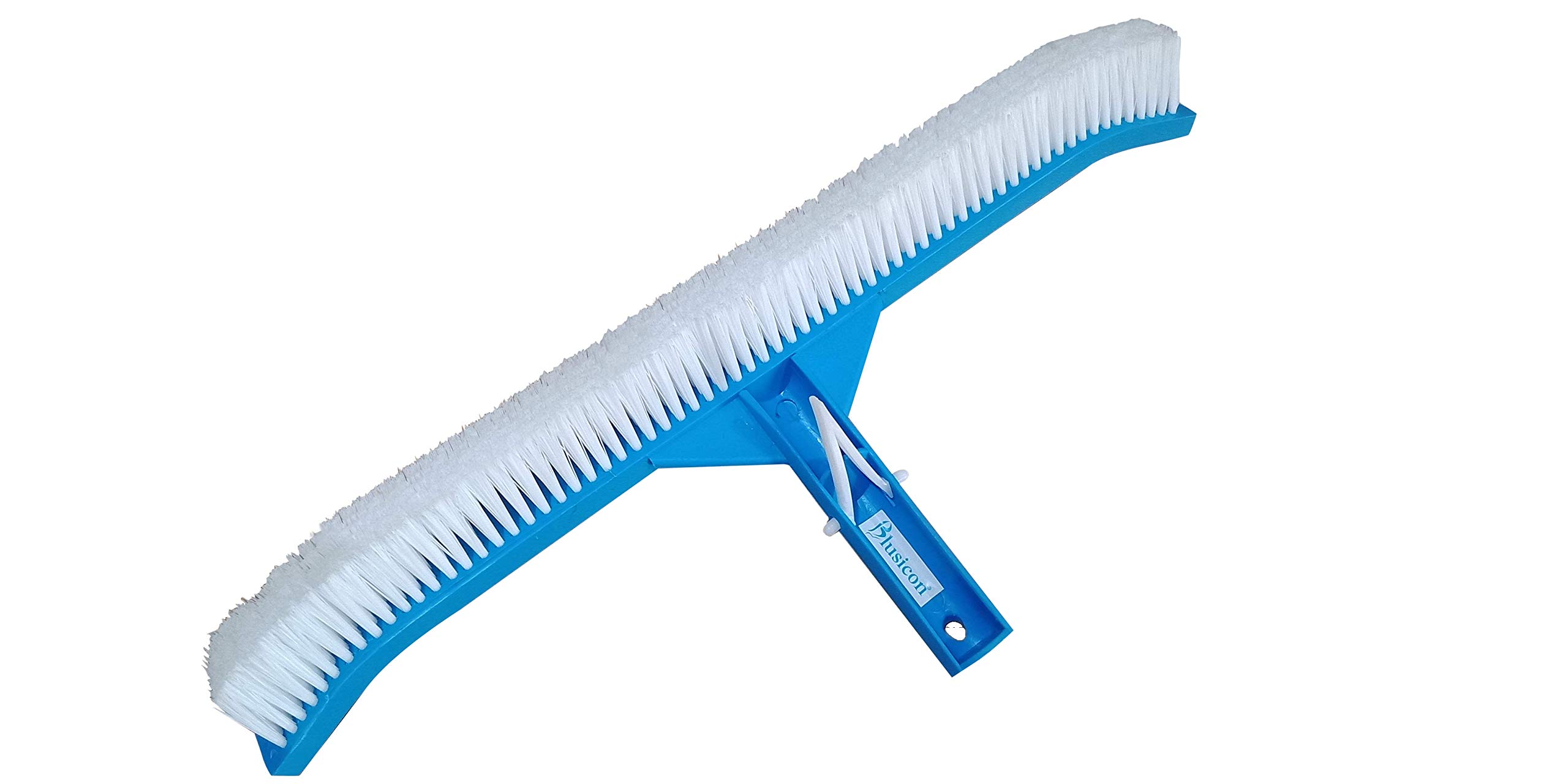 BLUSICON 18 Inch Curved Wall Brush with Strong Soft Nylon Bristles & Sturdy Handle - Professional Swimming Pool Cleaning Tool for Tile, Vinyl & Concrete Surfaces | Ideal for Pool Maintenance, Spa Cleaning & Waterfall Scrubbing