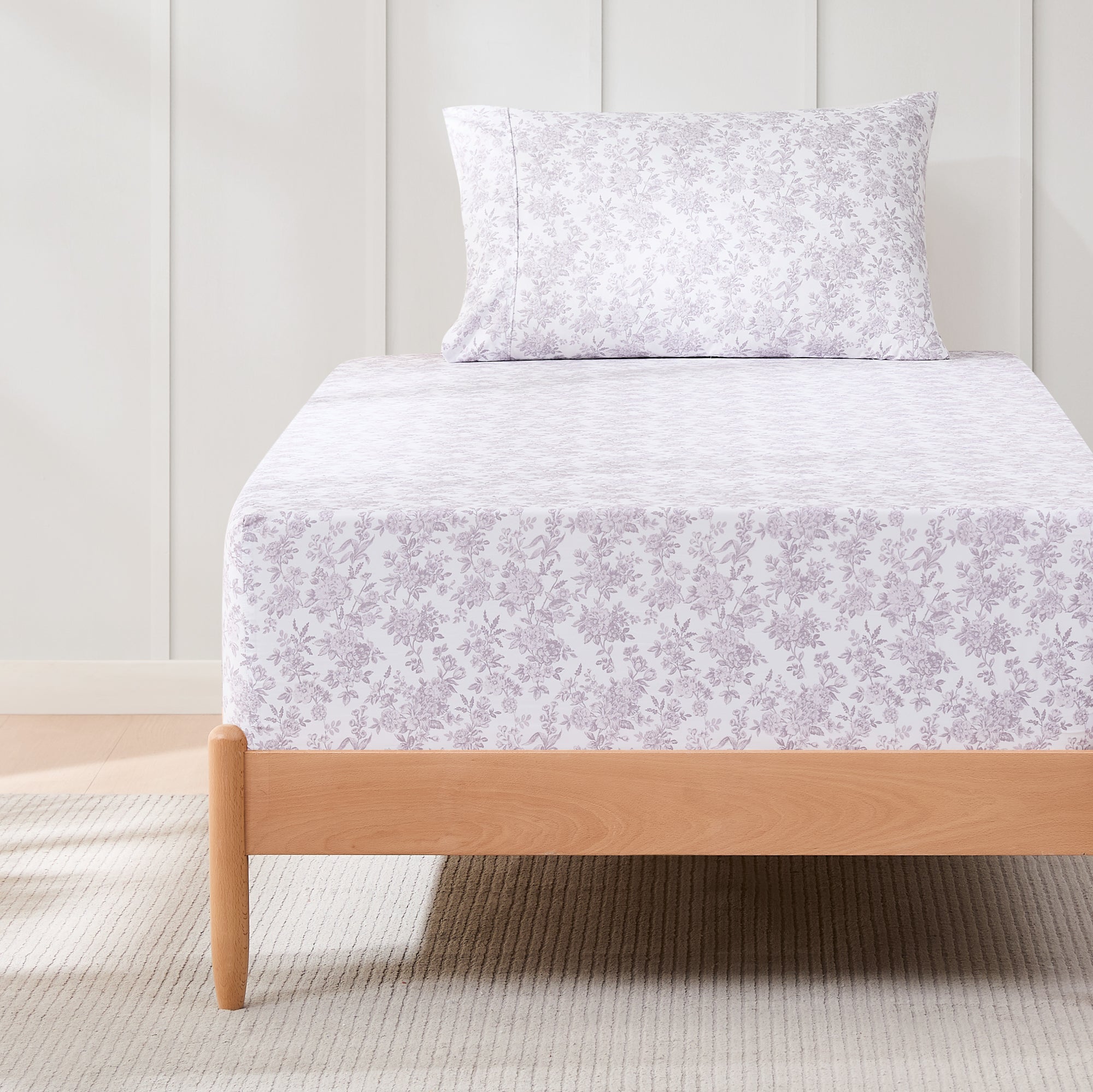 Premium Peony Floral Toile Sheet Set - 100% Cotton Luxury Bedding for Master Bedroom & Guest Room - Soft Breathable Sheets for All Seasons