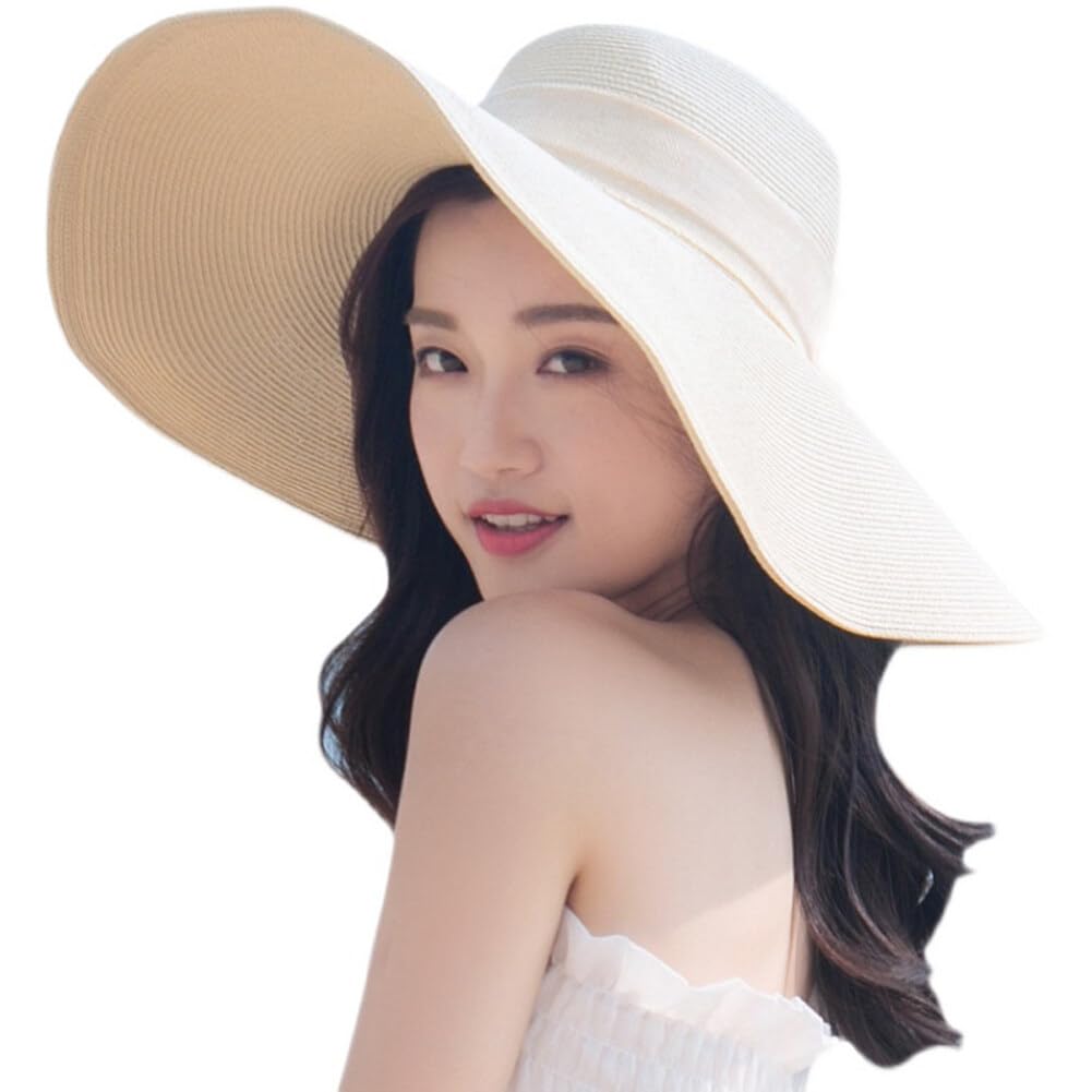 VASANA Women's Wide Brim Floppy Sun Hat with Bow - Straw Summer Beach Hat for Garden, Travel & Outdoor Activities - UV Protection for Sun Safety