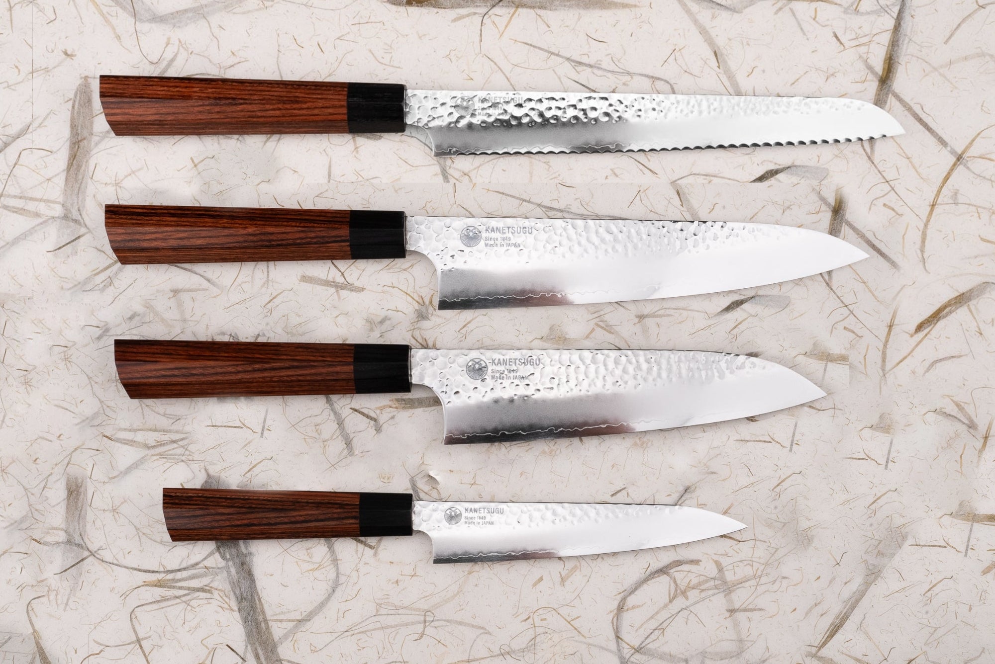 Premium Seki Kanetsugu Heptagon Wooden Handle Knife Set - 7-Piece Japanese Chef Knives for Professional Cooking & Home Kitchen Use | Perfect for Slicing, Dicing & Food Preparation