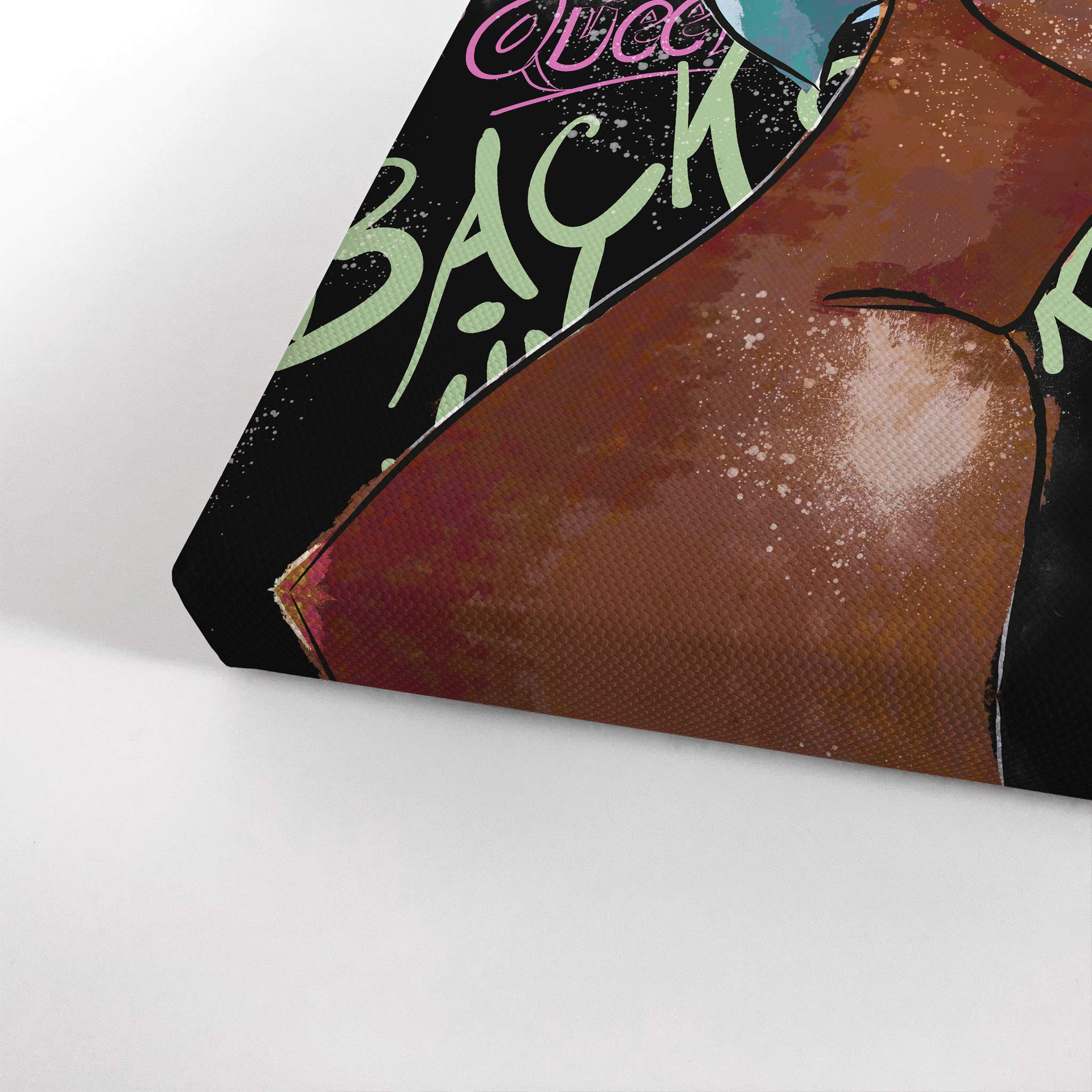 African American Wall Art Canvas Print - Black Girl with Pink Rose Pop Art Decor - 40x30 Inch Modern Black Art for Living Room, Bedroom & Office - Unique African American Cultural Home Decor Gift